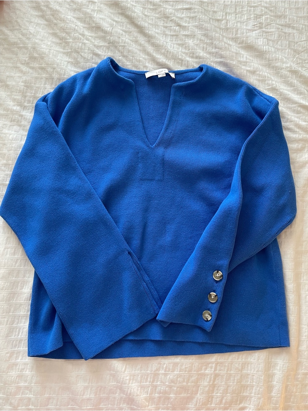 V-Neck Button Cuff Sweater